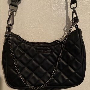 Steve Madden Quilted Black Shoulder Bag with Chain